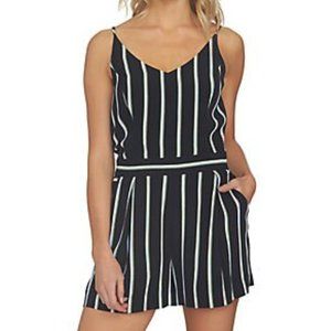 Nordstrom 1. State Stripe V-Neck Romper Rich Black